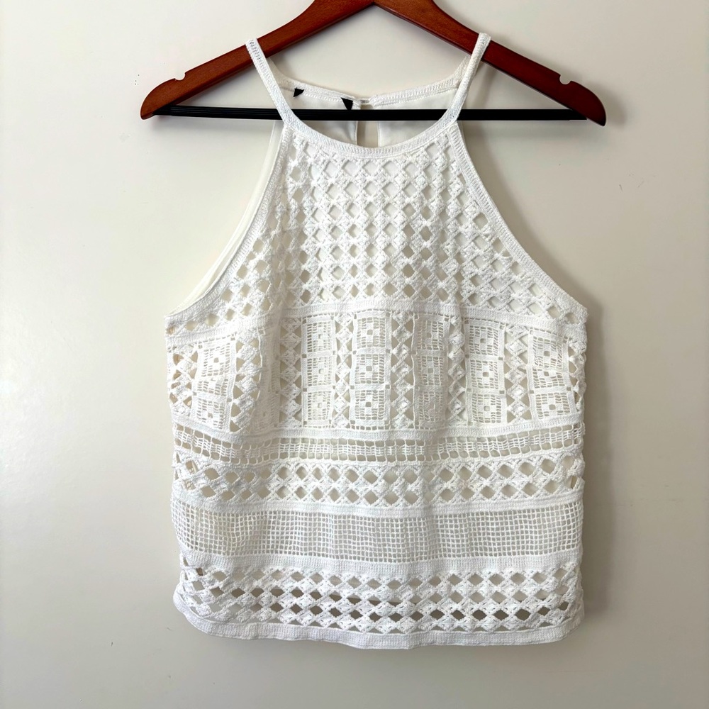 INC White Crochet Tank Top Size Small
